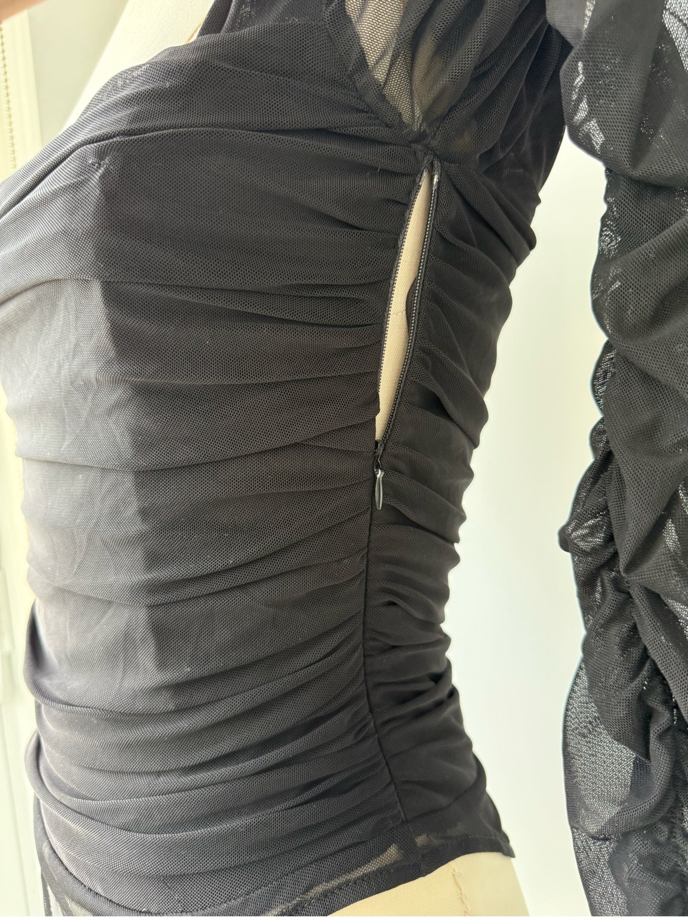 Black Square-Neck Sheer Bodysuit - Picture 4 of 6